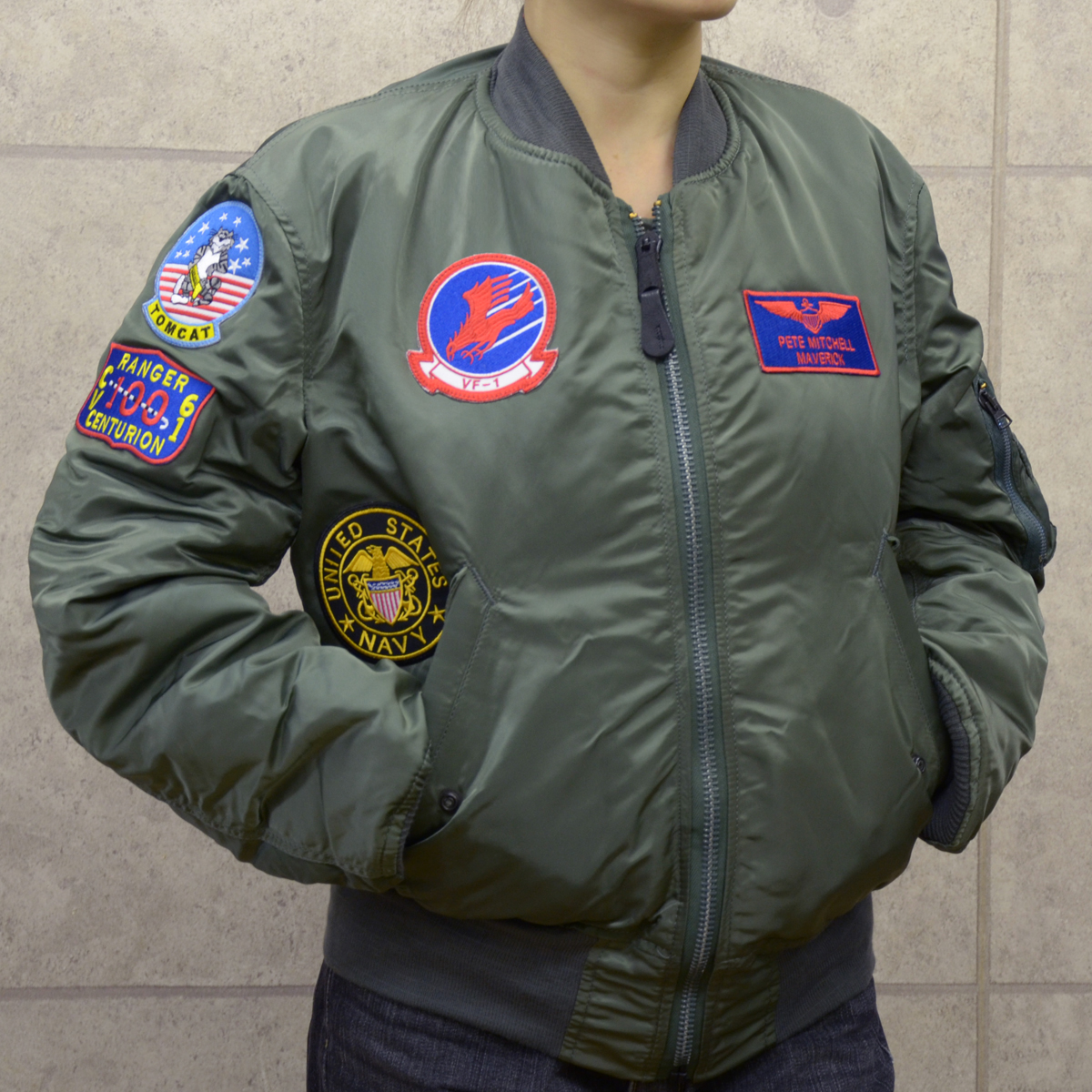 卸売り 90s TOP GUN オフィシャル ワッペン多数 MA-1 古着 トップガン